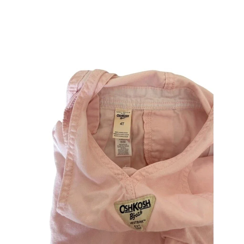 OshKosh B'gosh Girls Pink Vintage Overalls Shorts Size 4T Vestbak